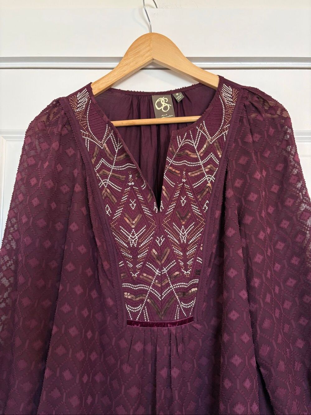 Anthropologie One September Madiran Embroidered Boho Blouse Size Small - Picture 6 of 8